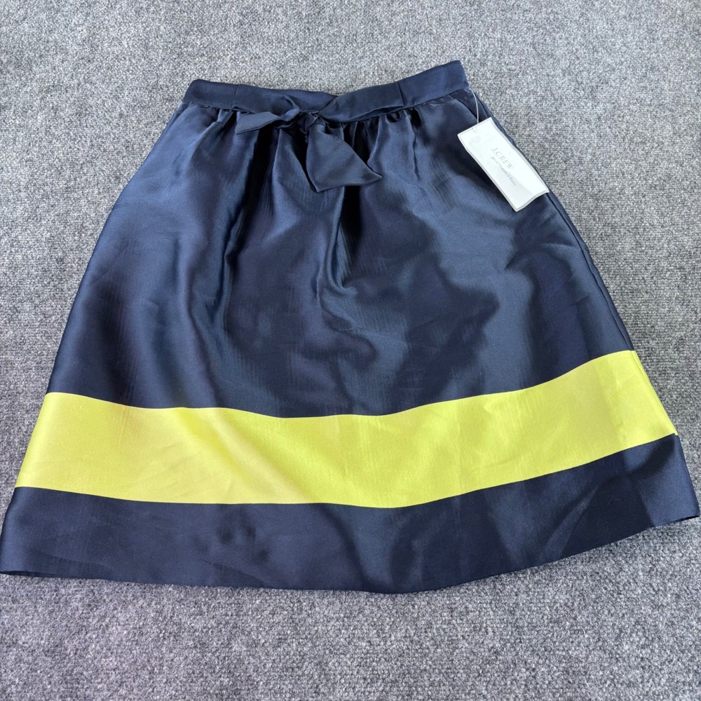 J. Crew Factory Navy A-Line Skirt with Yellow Stripe